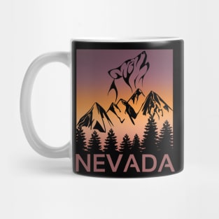 Neveda Sunset Wolf Howling at The Moon Trees and Mountains. Mug